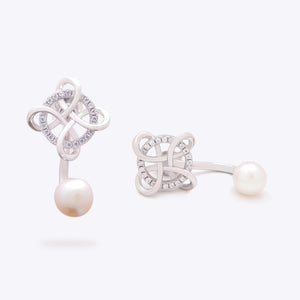 925 Sterling Silver White Gold Plated Pearl Stud Earrings for Women and Girls