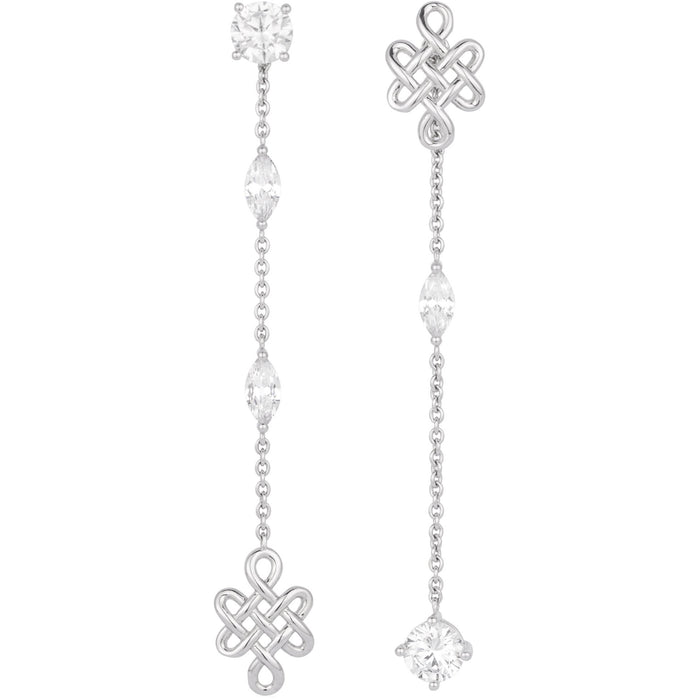 Sterling Silver White Gold Plated Drop Earrings "Ulzii Young" Collection for Women & Girls