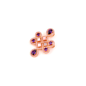 925 Sterling Silver Zircon White or Pink Gold Plated Brooch Pendant for Women