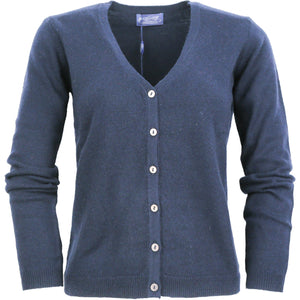 LADIES FULL BUTTON CARDY WITH DROPPED V NECK