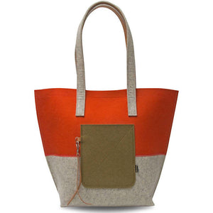 Merino Wool Tote Bag with Leather Strap for Women